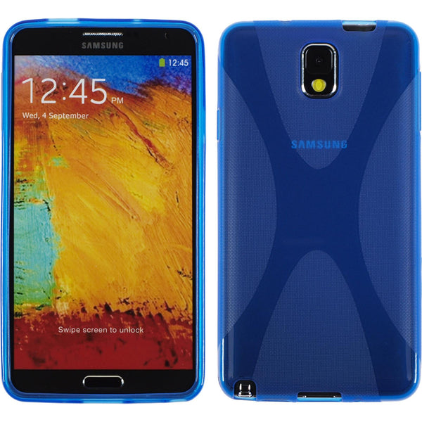 PhoneNatic Case kompatibel mit Samsung Galaxy Note 3 - blau Silikon Hülle X-Style + 2 Schutzfolien
