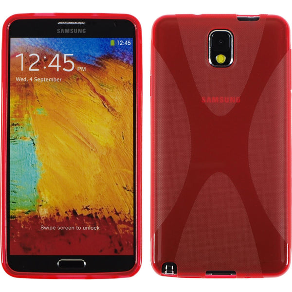 PhoneNatic Case kompatibel mit Samsung Galaxy Note 3 - rot Silikon Hülle X-Style + 2 Schutzfolien