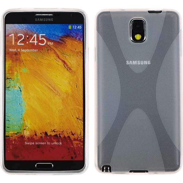 PhoneNatic Case kompatibel mit Samsung Galaxy Note 3 - clear Silikon Hülle X-Style + 2 Schutzfolien