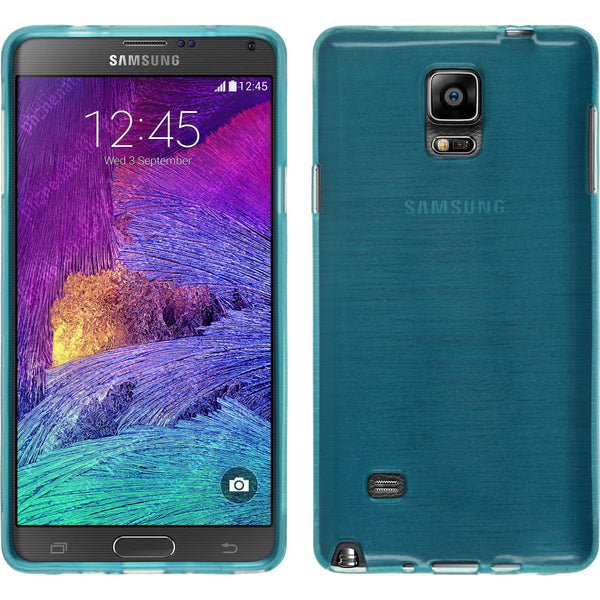 PhoneNatic Case kompatibel mit Samsung Galaxy Note 4 - blau Silikon Hülle brushed + 2 Schutzfolien