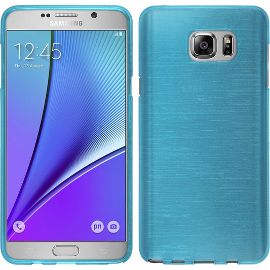 PhoneNatic Case kompatibel mit Samsung Galaxy Note 5 - blau Silikon Hülle brushed + 2 Schutzfolien