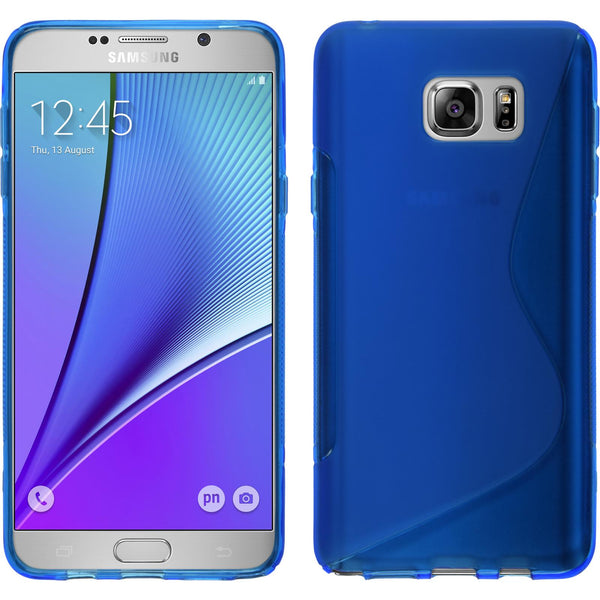 PhoneNatic Case kompatibel mit Samsung Galaxy Note 5 - blau Silikon Hülle S-Style + 2 Schutzfolien