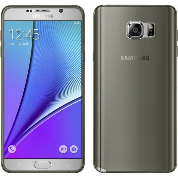 PhoneNatic Case kompatibel mit Samsung Galaxy Note 5 - grau Silikon Hülle Slimcase + 2 Schutzfolien