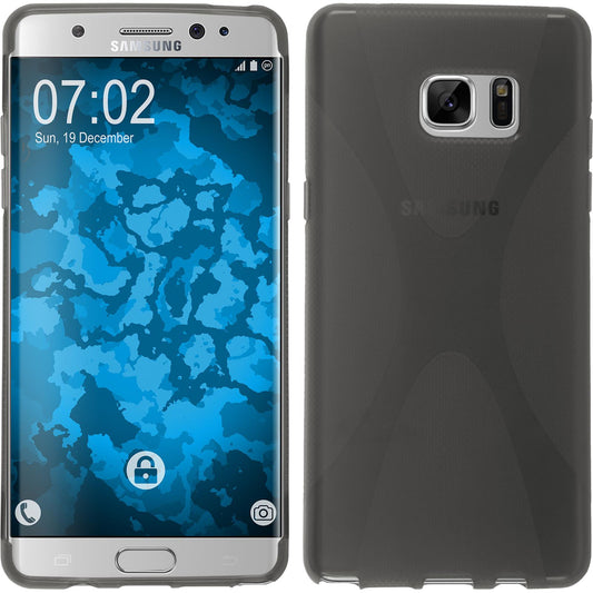 PhoneNatic Case kompatibel mit Samsung Galaxy Note FE - grau Silikon Hülle X-Style Cover