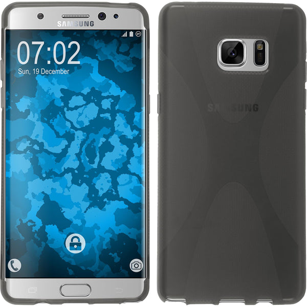 PhoneNatic Case kompatibel mit Samsung Galaxy Note FE - grau Silikon Hülle X-Style Cover