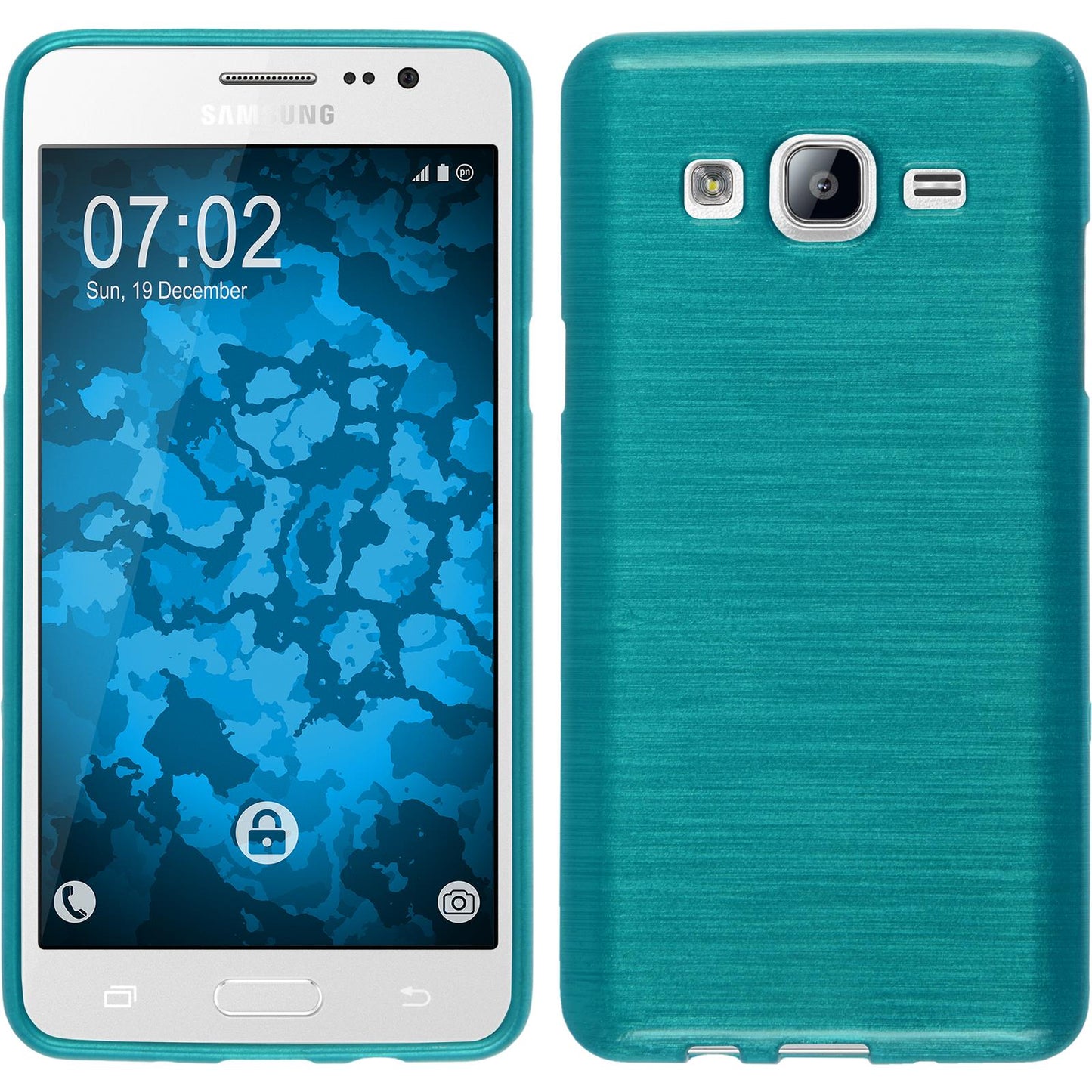 PhoneNatic Case kompatibel mit Samsung Galaxy On5 - blau Silikon Hülle brushed + 2 Schutzfolien
