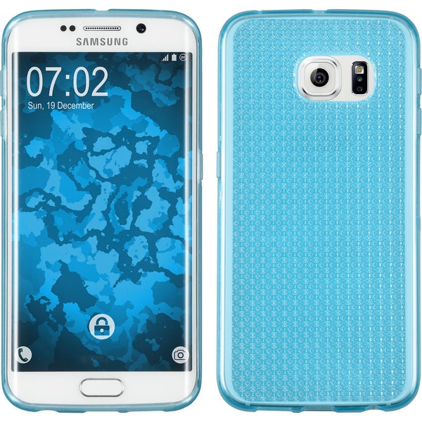 PhoneNatic Case kompatibel mit Samsung Galaxy S6 Edge - hellblau Silikon Hülle Iced + flexible Folie
