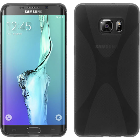 PhoneNatic Case kompatibel mit Samsung Galaxy S6 Edge Plus - grau Silikon Hülle X-Style Cover