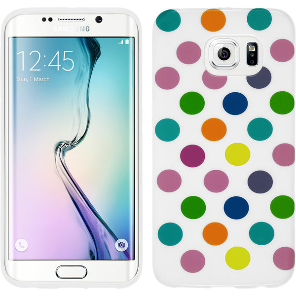 PhoneNatic Case kompatibel mit Samsung Galaxy S6 Edge - Design:12 Silikon Hülle Polkadot + flexible Folie