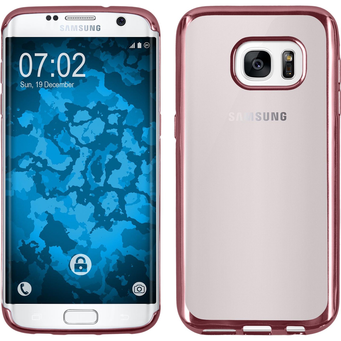 PhoneNatic Case kompatibel mit Samsung Galaxy S7 Edge - pink Silikon Hülle Slim Fit Cover
