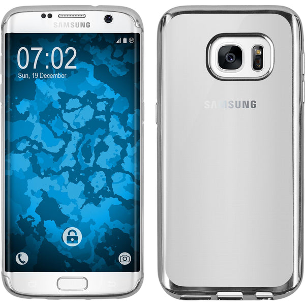 PhoneNatic Case kompatibel mit Samsung Galaxy S7 Edge - silber Silikon Hülle Slim Fit Cover