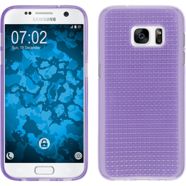 PhoneNatic Case kompatibel mit Samsung Galaxy S7 - lila Silikon Hülle Iced + 2 Schutzfolien