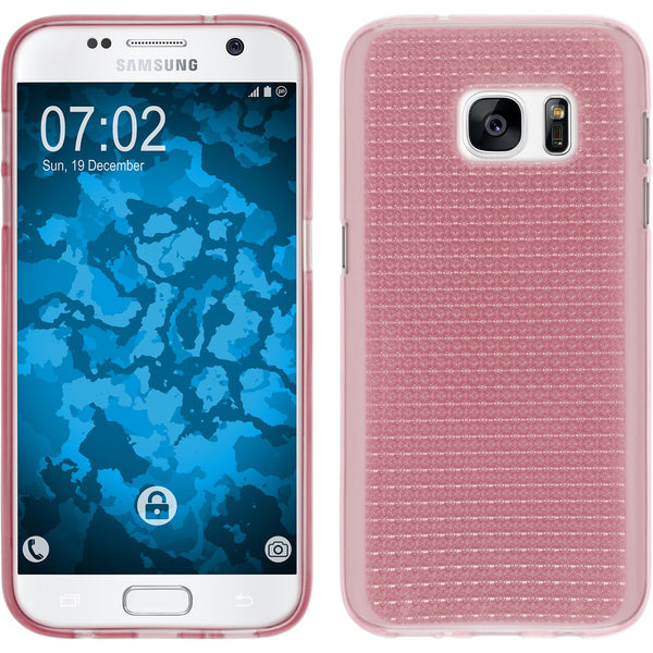 PhoneNatic Case kompatibel mit Samsung Galaxy S7 - rosa Silikon Hülle Iced + 2 Schutzfolien