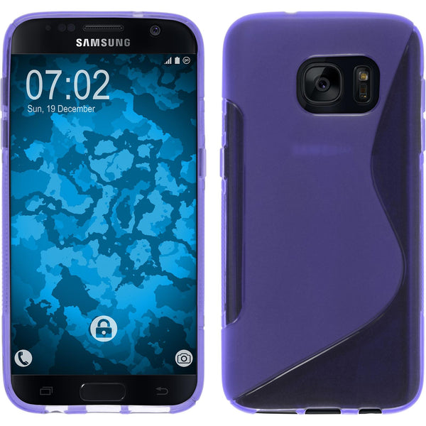 PhoneNatic Case kompatibel mit Samsung Galaxy S7 - lila Silikon Hülle S-Style + 2 Schutzfolien