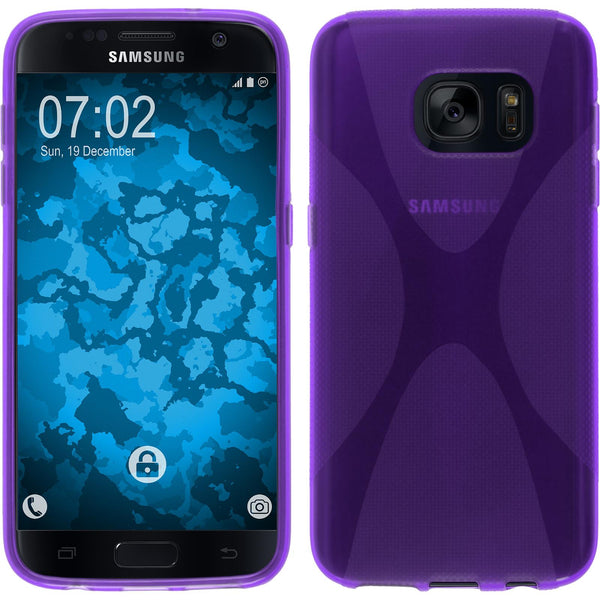 PhoneNatic Case kompatibel mit Samsung Galaxy S7 - lila Silikon Hülle X-Style + 2 Schutzfolien