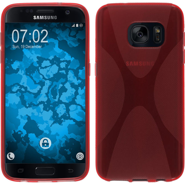 PhoneNatic Case kompatibel mit Samsung Galaxy S7 - rot Silikon Hülle X-Style + 2 Schutzfolien