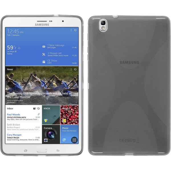 PhoneNatic Case kompatibel mit Samsung Galaxy Tab Pro 8.4 - grau Silikon Hülle X-Style + 2 Schutzfolien