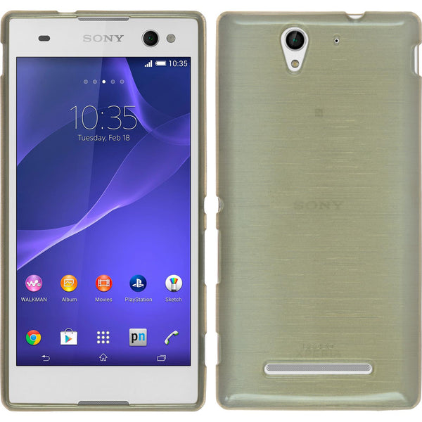 PhoneNatic Case kompatibel mit Sony Xperia C3 - gold Silikon Hülle brushed + 2 Schutzfolien