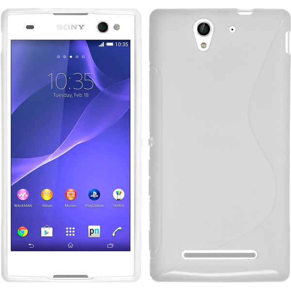 PhoneNatic Case kompatibel mit Sony Xperia C3 - weiﬂ Silikon Hülle S-Style + 2 Schutzfolien