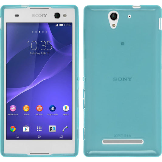 PhoneNatic Case kompatibel mit Sony Xperia C3 - türkis Silikon Hülle transparent + 2 Schutzfolien