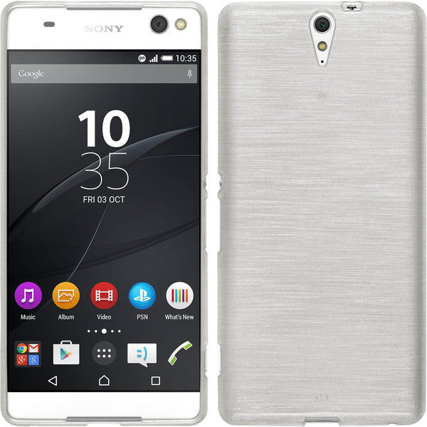 PhoneNatic Case kompatibel mit Sony Xperia C5 Ultra - weiﬂ Silikon Hülle brushed + 2 Schutzfolien