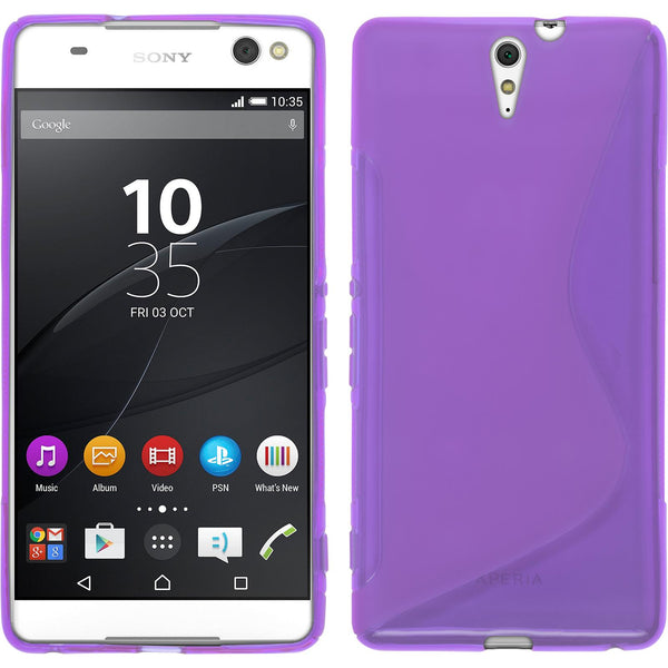 PhoneNatic Case kompatibel mit Sony Xperia C5 Ultra - lila Silikon Hülle S-Style + 2 Schutzfolien