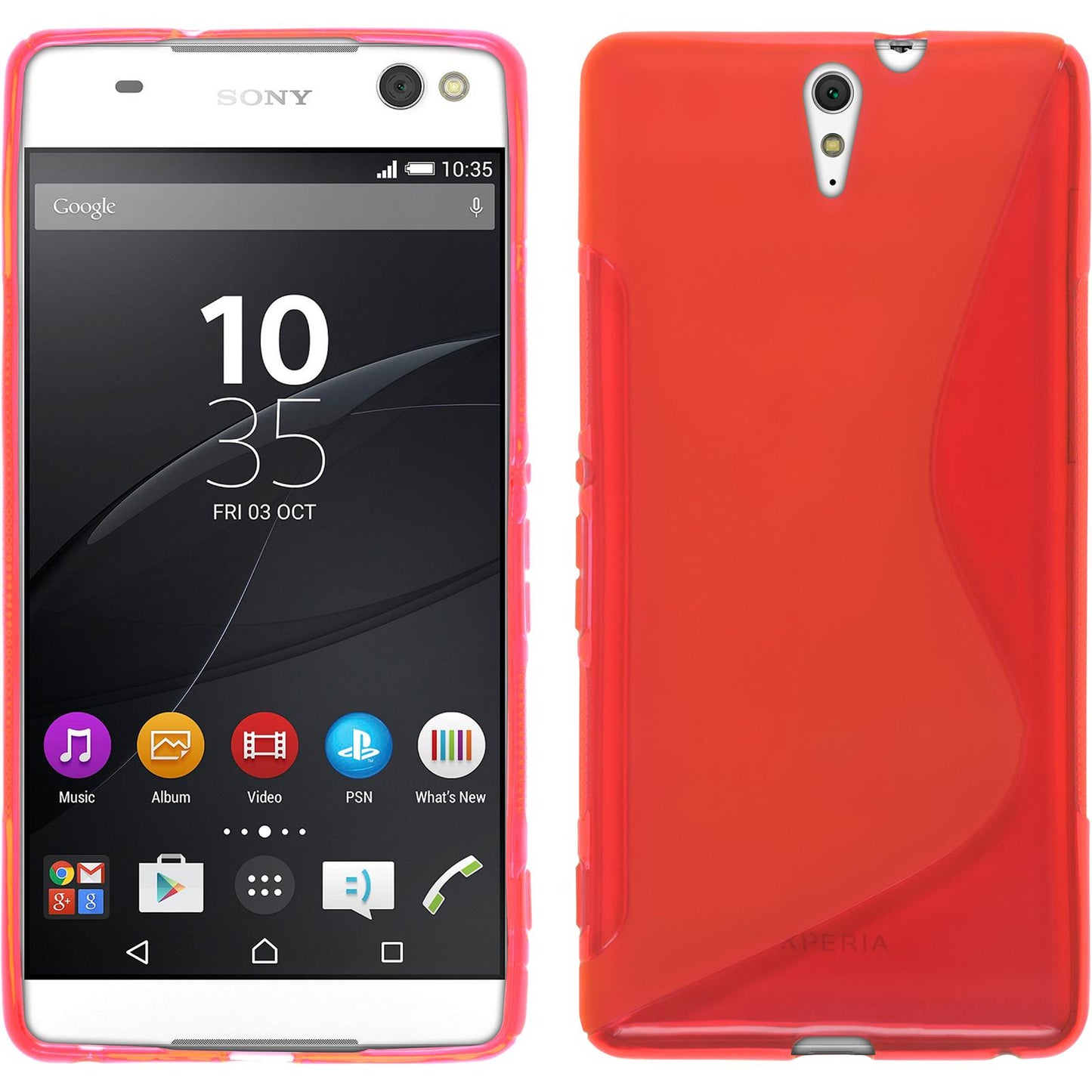 PhoneNatic Case kompatibel mit Sony Xperia C5 Ultra - rot Silikon Hülle S-Style + 2 Schutzfolien