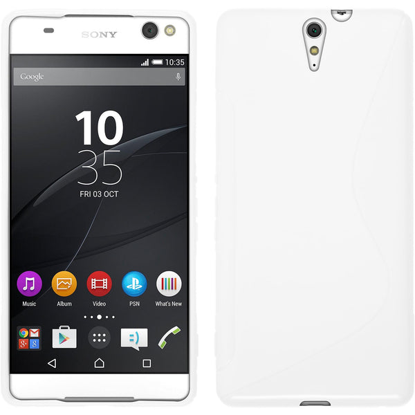 PhoneNatic Case kompatibel mit Sony Xperia C5 Ultra - weiß Silikon Hülle S-Style + 2 Schutzfolien