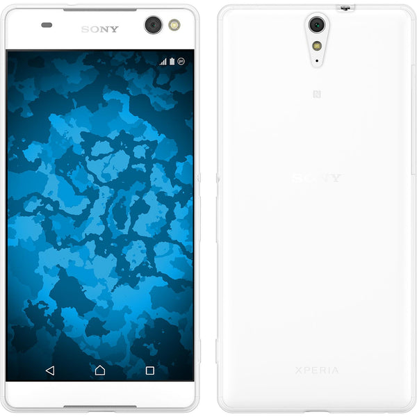 PhoneNatic Case kompatibel mit Sony Xperia C5 Ultra - clear Silikon Hülle Slimcase + 2 Schutzfolien