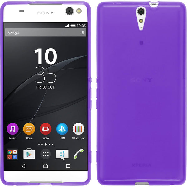 PhoneNatic Case kompatibel mit Sony Xperia C5 Ultra - lila Silikon Hülle transparent + 2 Schutzfolien