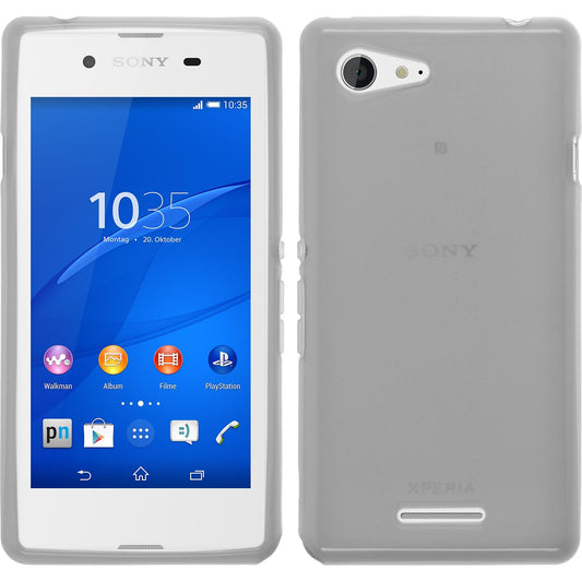 PhoneNatic Case kompatibel mit Sony Xperia E3 - weiﬂ Silikon Hülle transparent + 2 Schutzfolien