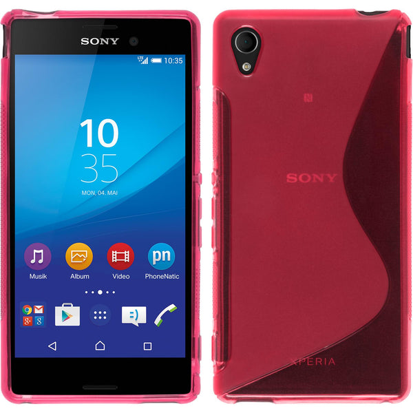 PhoneNatic Case kompatibel mit Sony Xperia M4 Aqua - pink Silikon Hülle S-Style + 2 Schutzfolien