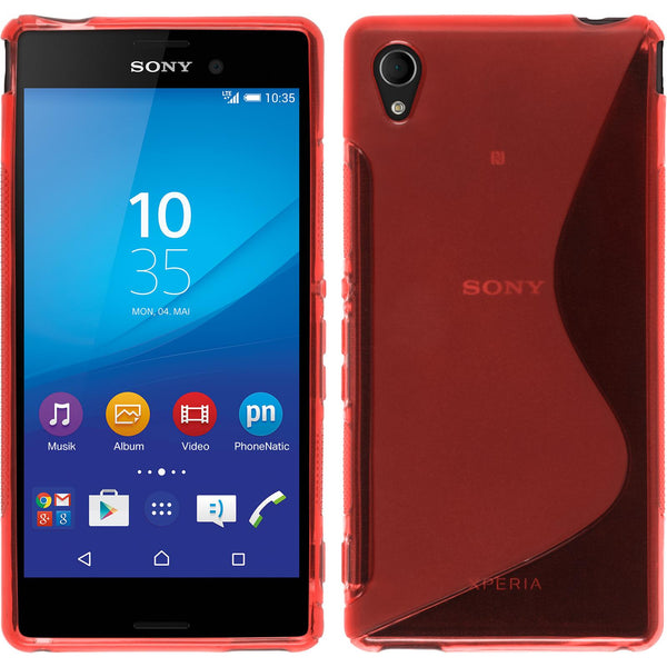 PhoneNatic Case kompatibel mit Sony Xperia M4 Aqua - rot Silikon Hülle S-Style + 2 Schutzfolien