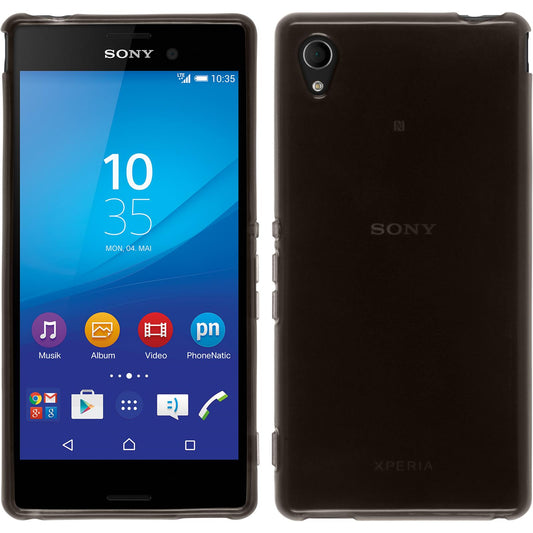 PhoneNatic Case kompatibel mit Sony Xperia M4 Aqua - schwarz Silikon Hülle transparent + 2 Schutzfolien