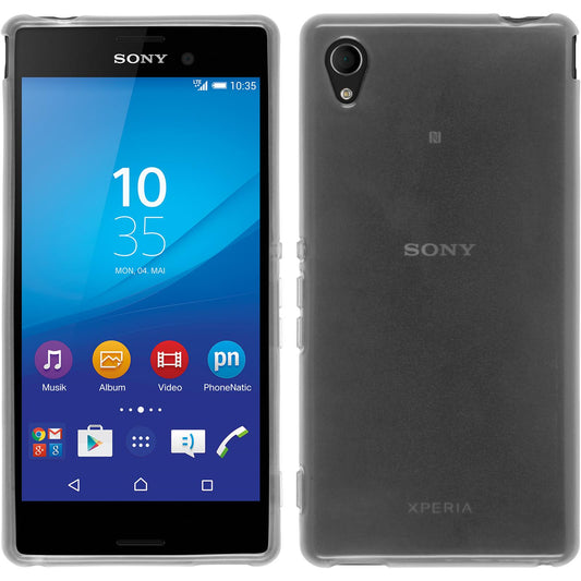 PhoneNatic Case kompatibel mit Sony Xperia M4 Aqua - weiﬂ Silikon Hülle transparent + 2 Schutzfolien