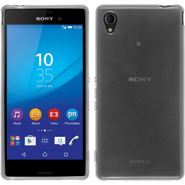 PhoneNatic Case kompatibel mit Sony Xperia M4 Aqua - weiß Silikon Hülle transparent + 2 Schutzfolien