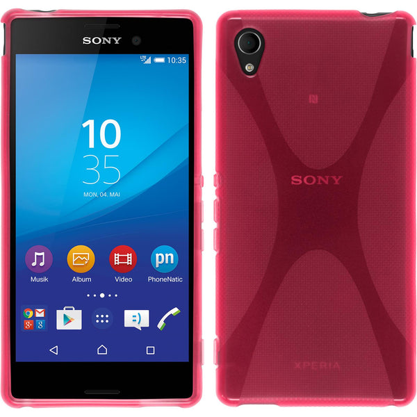 PhoneNatic Case kompatibel mit Sony Xperia M4 Aqua - pink Silikon Hülle X-Style + 2 Schutzfolien