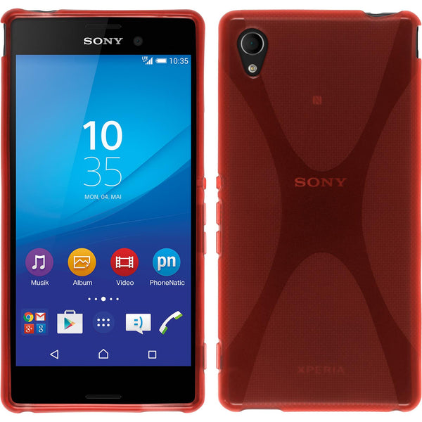 PhoneNatic Case kompatibel mit Sony Xperia M4 Aqua - rot Silikon Hülle X-Style + 2 Schutzfolien