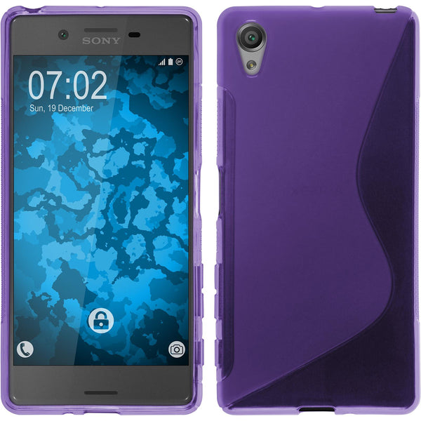 PhoneNatic Case kompatibel mit Sony Xperia X - lila Silikon Hülle S-Style + 2 Schutzfolien