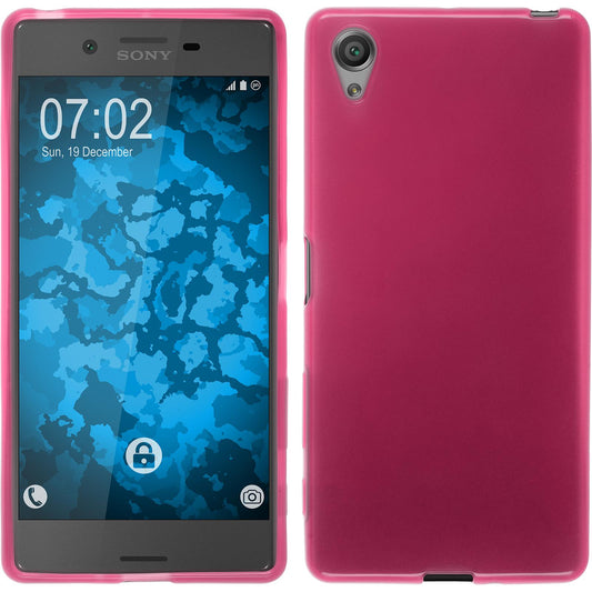PhoneNatic Case kompatibel mit Sony Xperia X - rosa Silikon Hülle transparent + 2 Schutzfolien