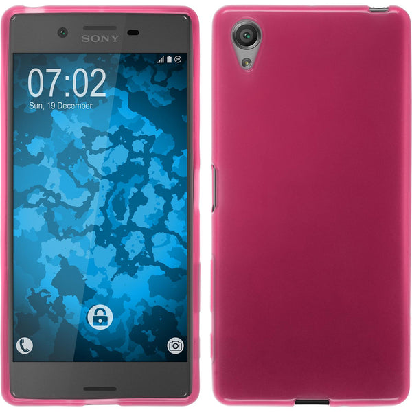 PhoneNatic Case kompatibel mit Sony Xperia X - rosa Silikon Hülle transparent + 2 Schutzfolien