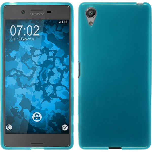 PhoneNatic Case kompatibel mit Sony Xperia X - türkis Silikon Hülle transparent + 2 Schutzfolien