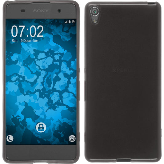 PhoneNatic Case kompatibel mit Sony Xperia XA - schwarz Silikon Hülle transparent + 2 Schutzfolien