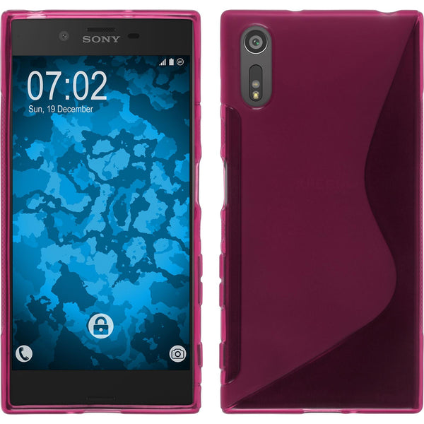 PhoneNatic Case kompatibel mit Sony Xperia XZ - pink Silikon Hülle S-Style + 2 Schutzfolien