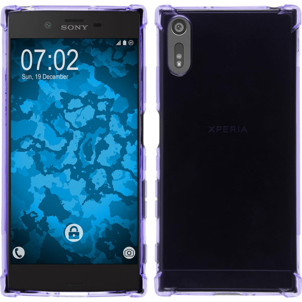 PhoneNatic Case kompatibel mit Sony Xperia XZ - lila Silikon Hülle Shock-Proof + 2 Schutzfolien