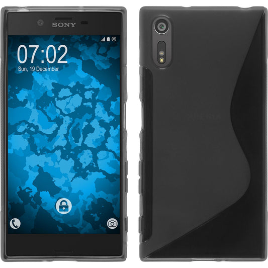 PhoneNatic Case kompatibel mit Sony Xperia XZs - grau Silikon Hülle S-Style + 2 Schutzfolien