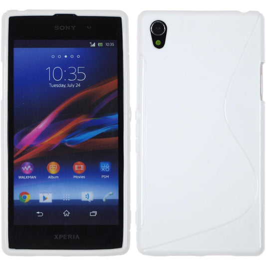 PhoneNatic Case kompatibel mit Sony Xperia Z1 - weiß Silikon Hülle S-Style + 2 Schutzfolien