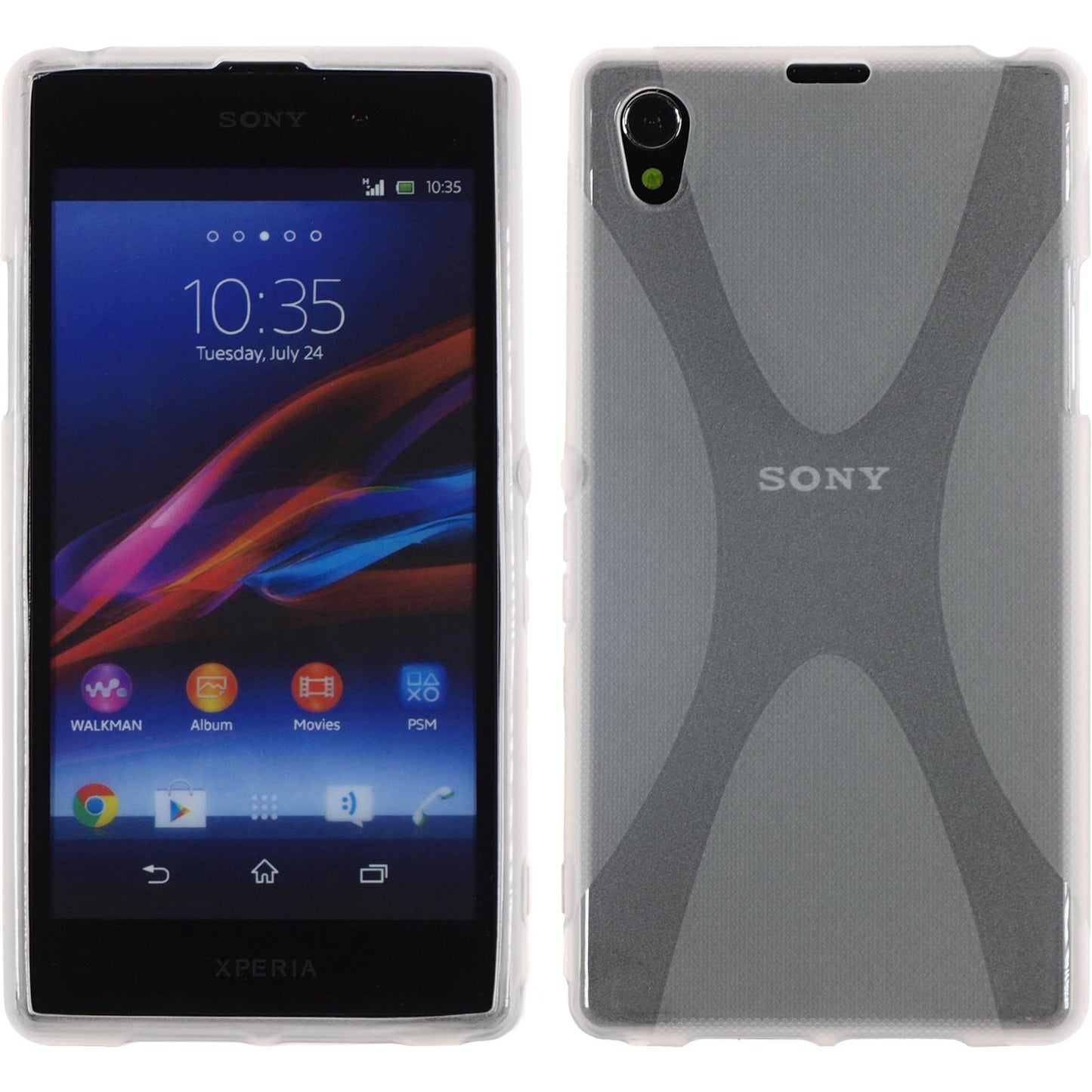 PhoneNatic Case kompatibel mit Sony Xperia Z1 - clear Silikon Hülle X-Style + 2 Schutzfolien