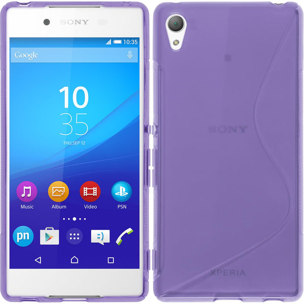 PhoneNatic Case kompatibel mit Sony Xperia Z3+ / Plus - lila Silikon Hülle S-Style + 2 Schutzfolien