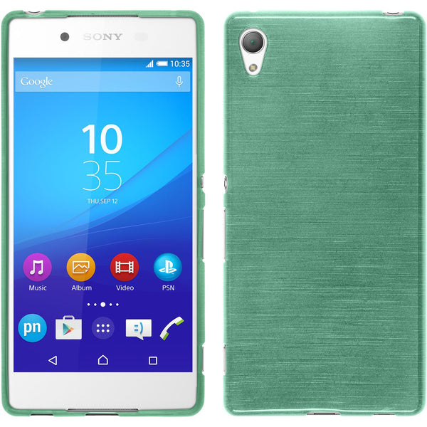 PhoneNatic Case kompatibel mit Sony Xperia Z3+ / Plus - grün Silikon Hülle brushed + 2 Schutzfolien